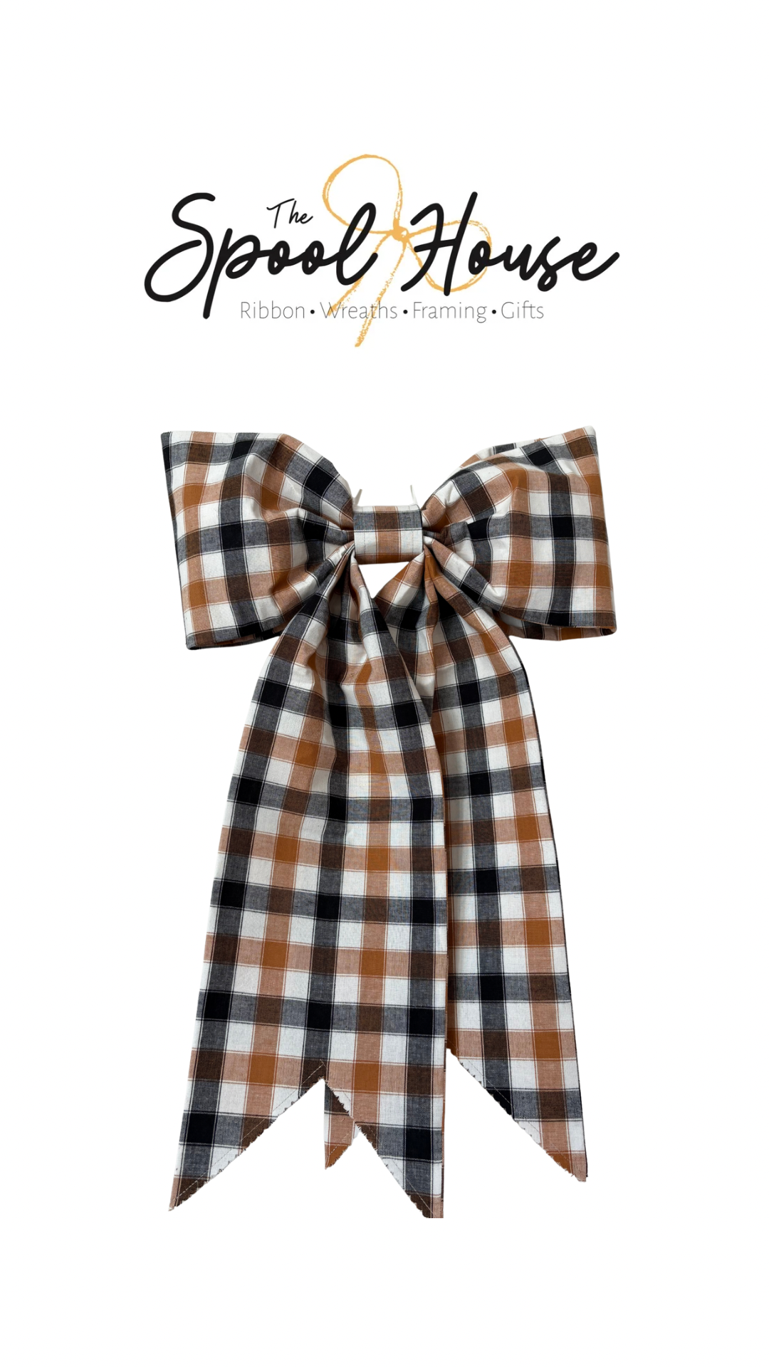 Orange, White & Black Check Grand Bow