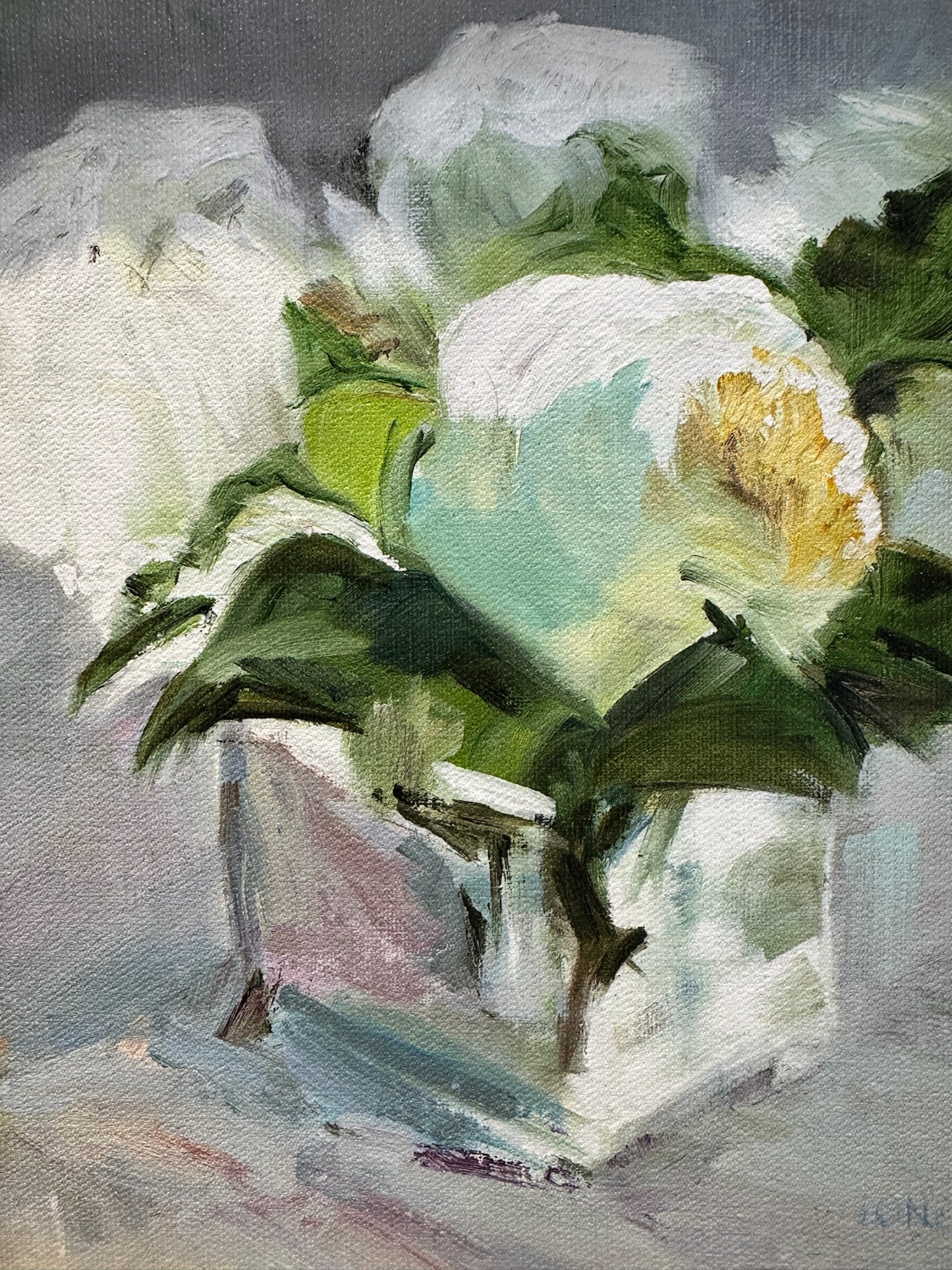 White Roses White Frame