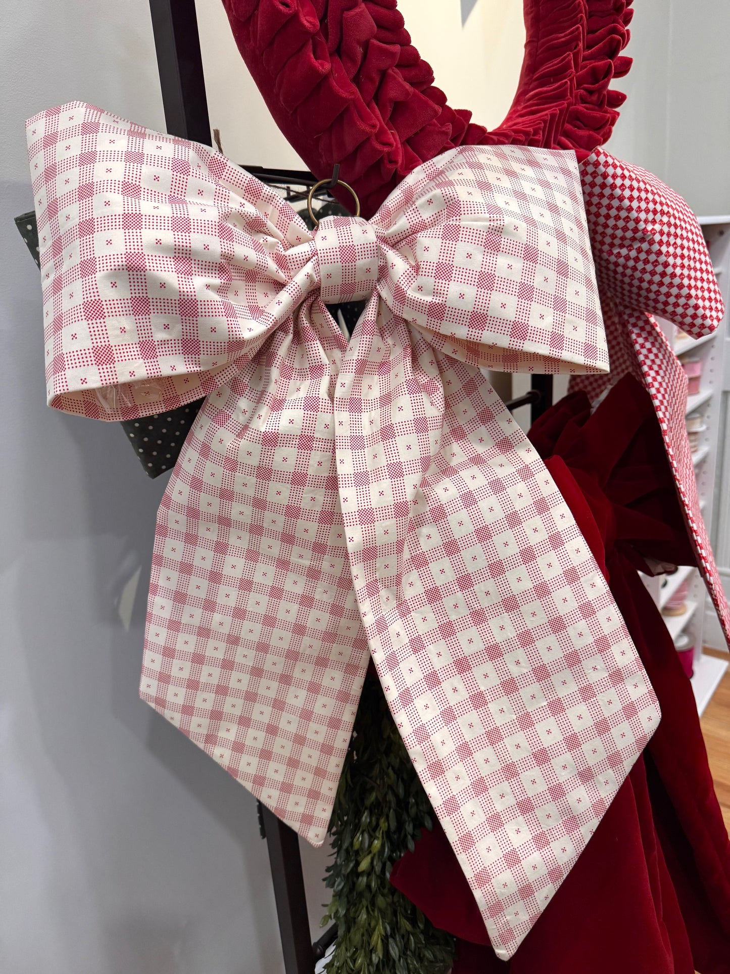 Soft Pink Gingham with X's Grand Bow