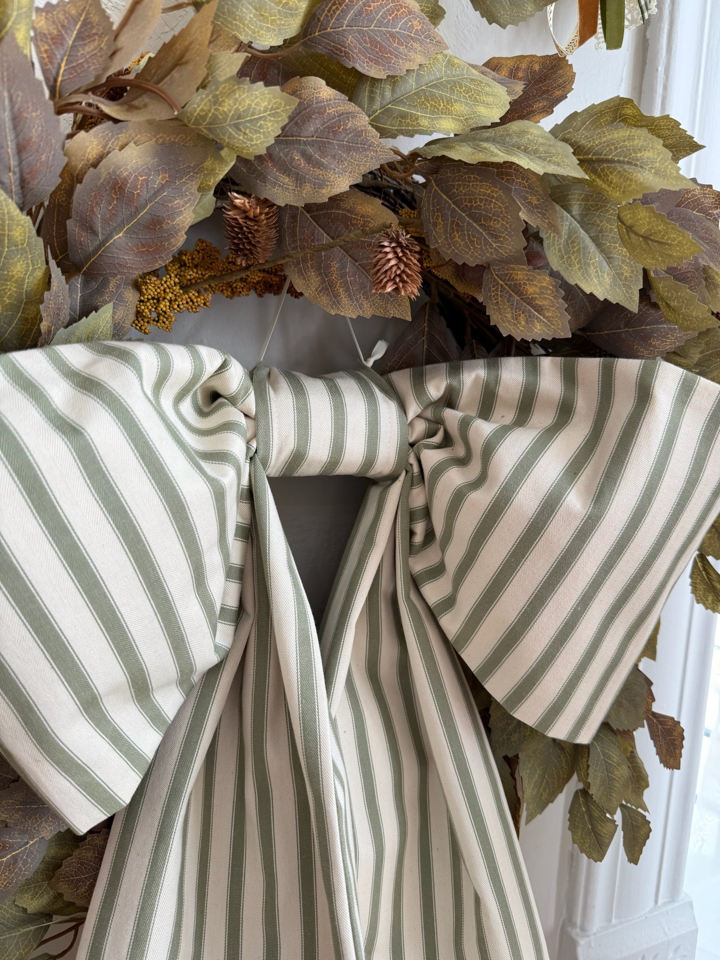Lauren Oviatt Green Ticking Grand Bow