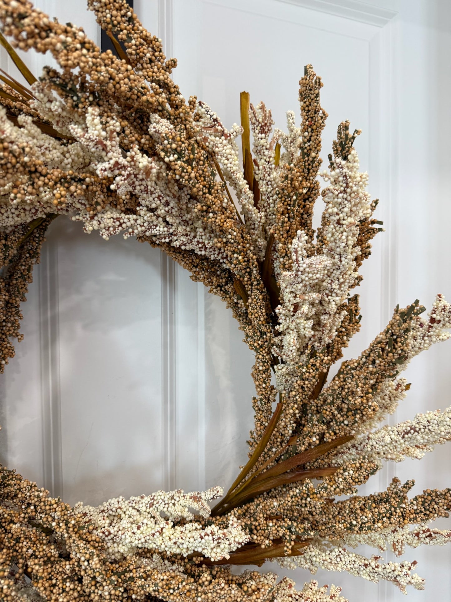 22" Cream & Brown Heather Wreath