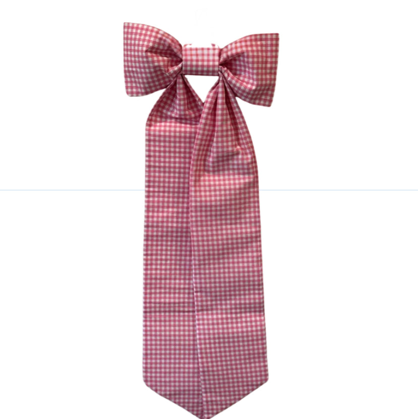 Bright Pink & White Gingham Classic Bow