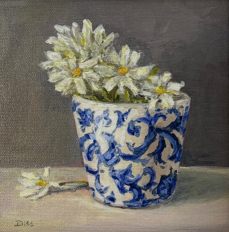 White Flower in Chinoiserie Vase