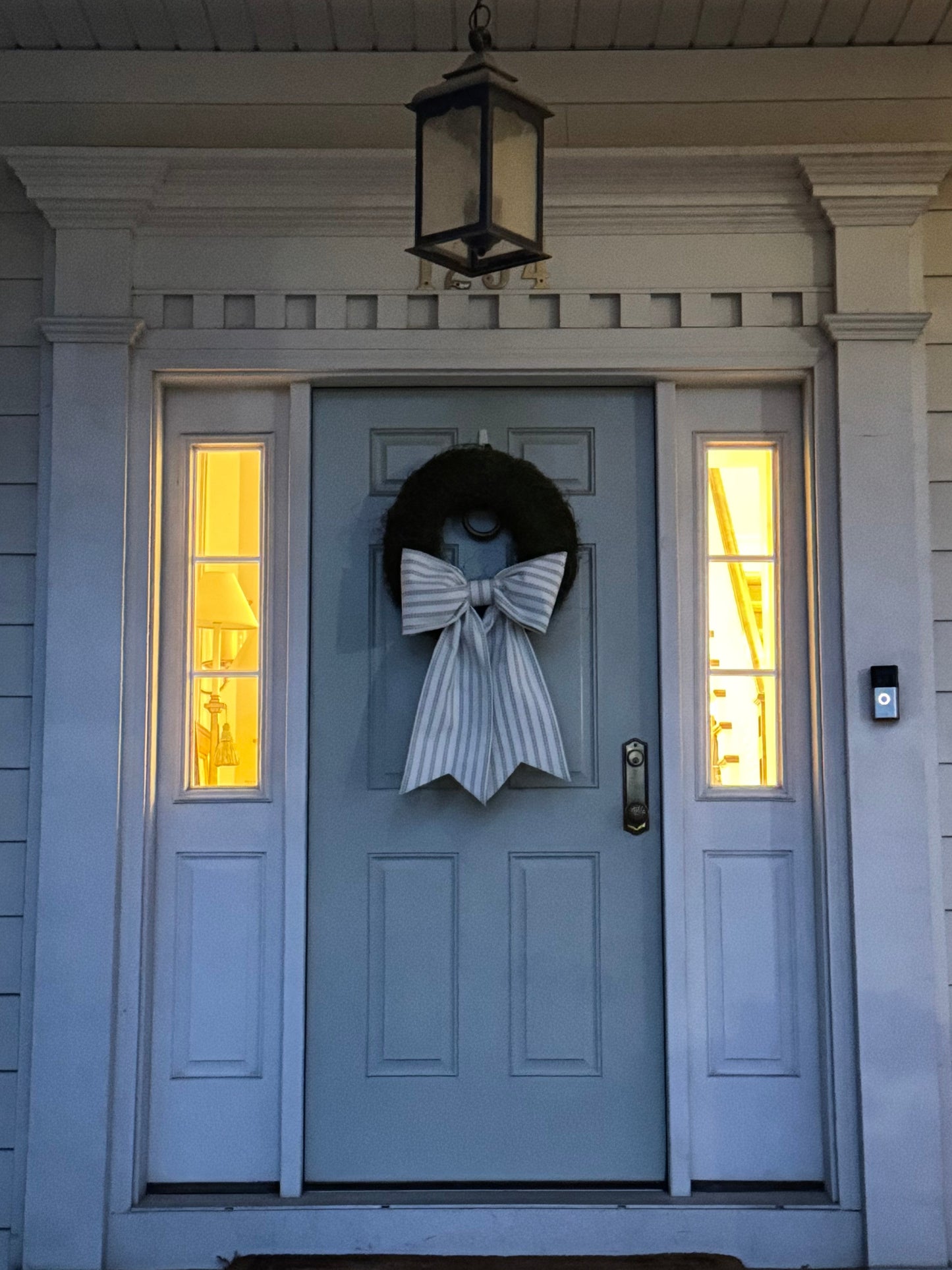 Ivory & Sage Dobby Stripe Grand Bow