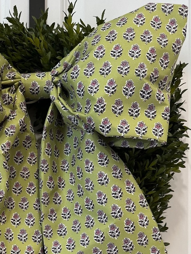 French Green Floral Grand Bow