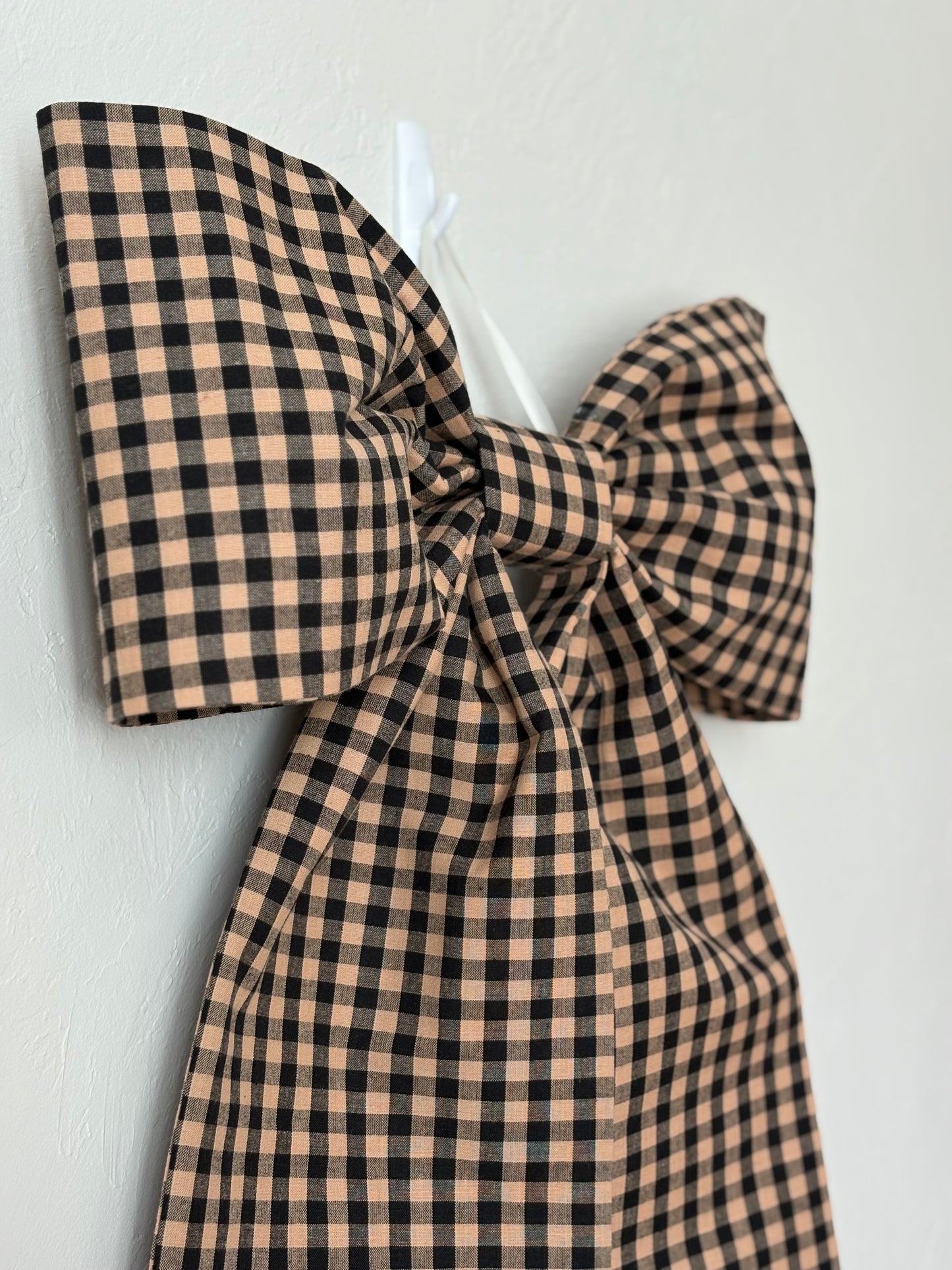 Taupe & Black Checked Grand Bow