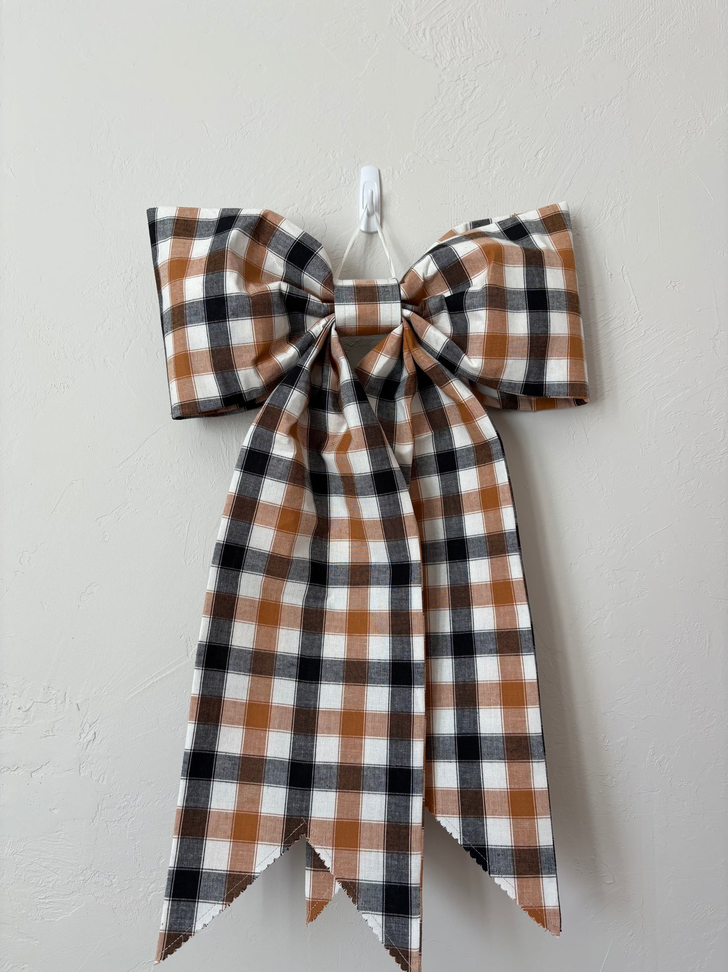 Orange, White & Black Check Grand Bow