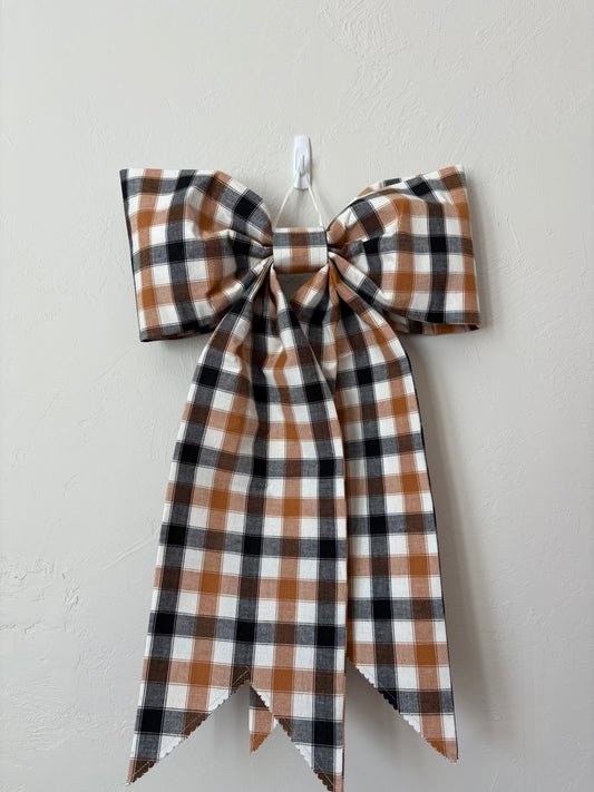 Orange, White & Black Check Grand Bow - SALE!