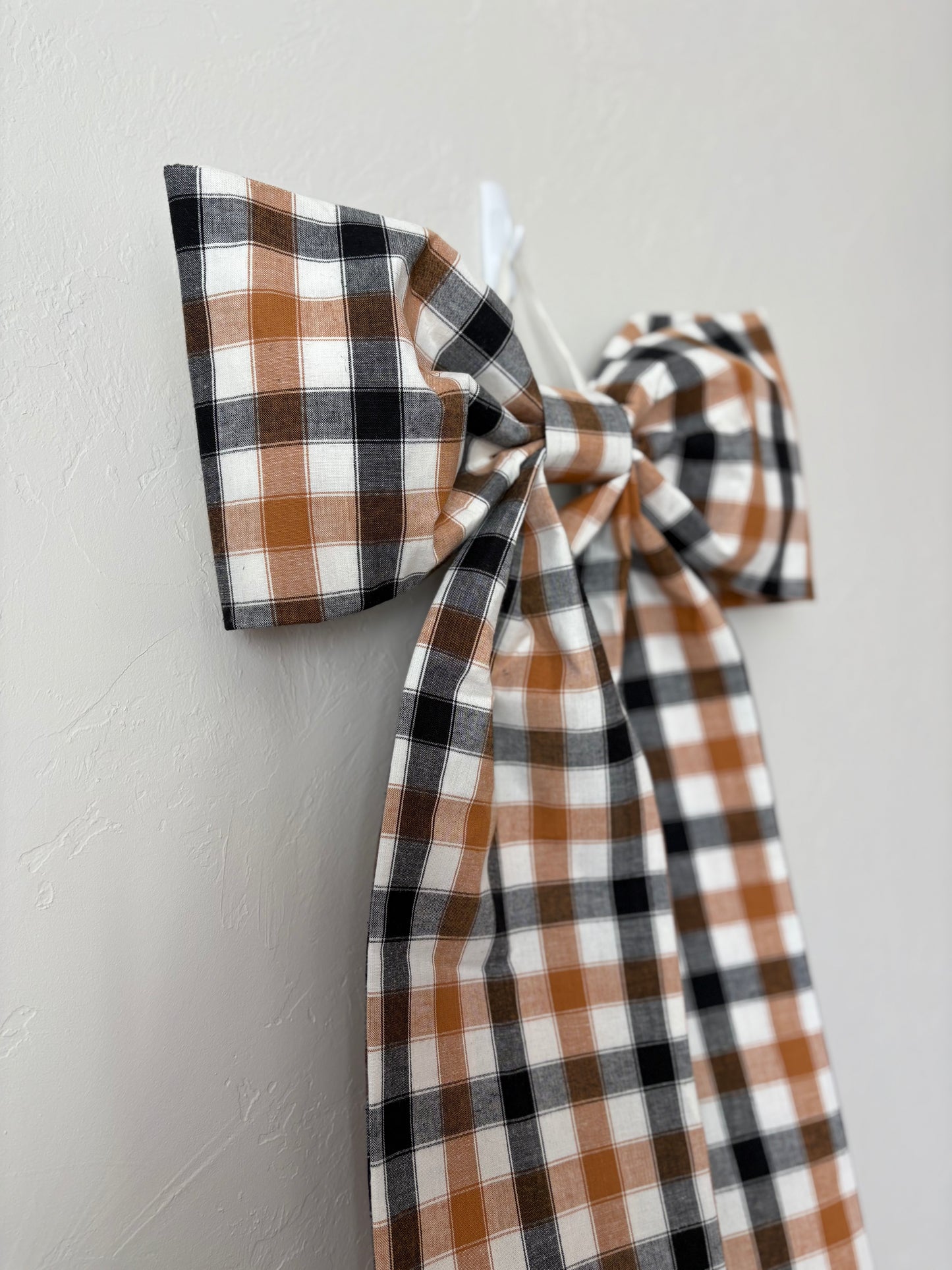 Orange, White & Black Check Grand Bow