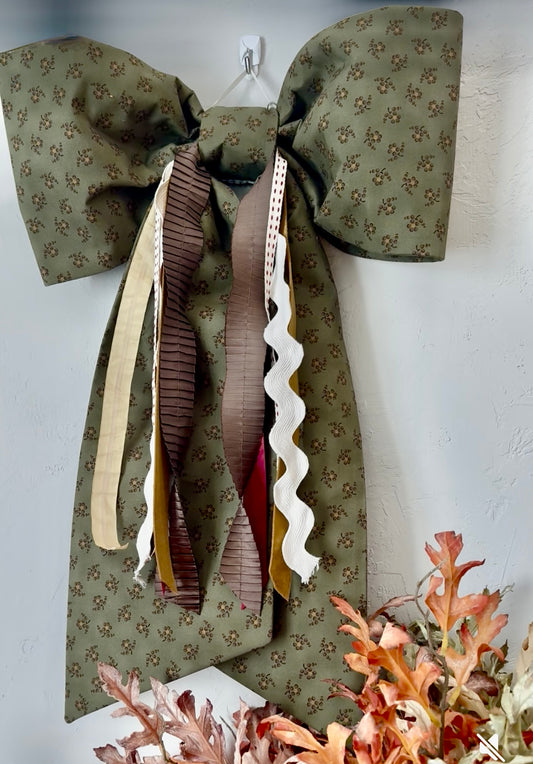 Deep Green Floral Grand Bow - SALE!