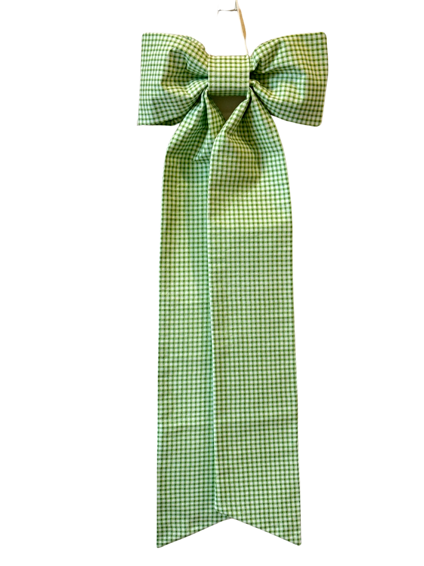 Green & White Mini Gingham Classic Bow