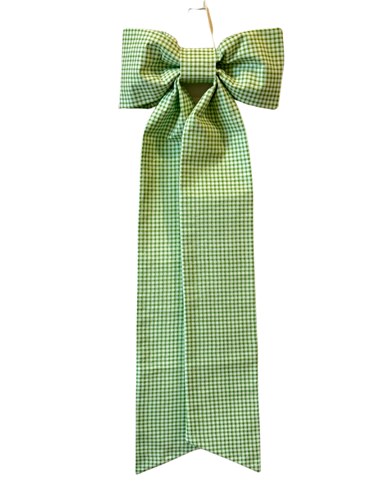 Green & White Mini Gingham Classic Bow