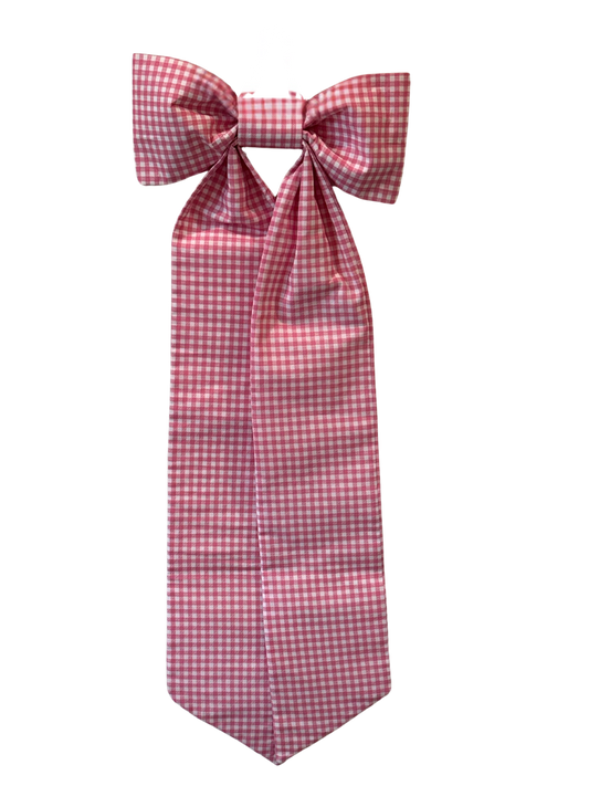 Bright Pink & White Gingham Classic Bow