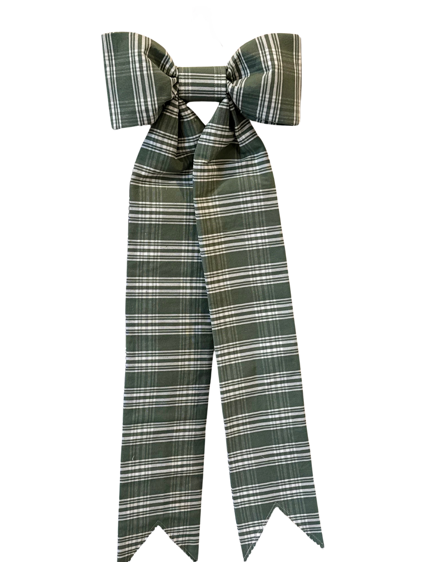 Green & White Plaid Classic Bow