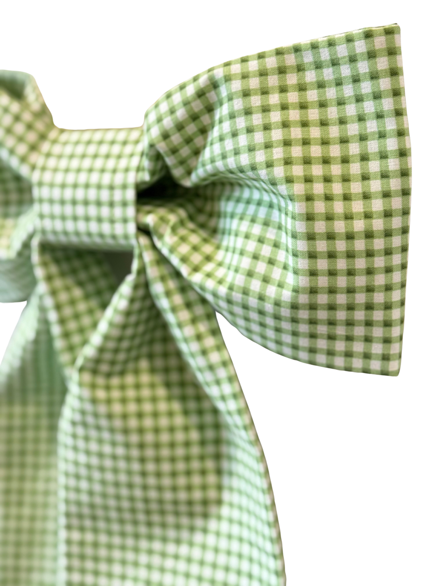 Green & White Mini Gingham Classic Bow