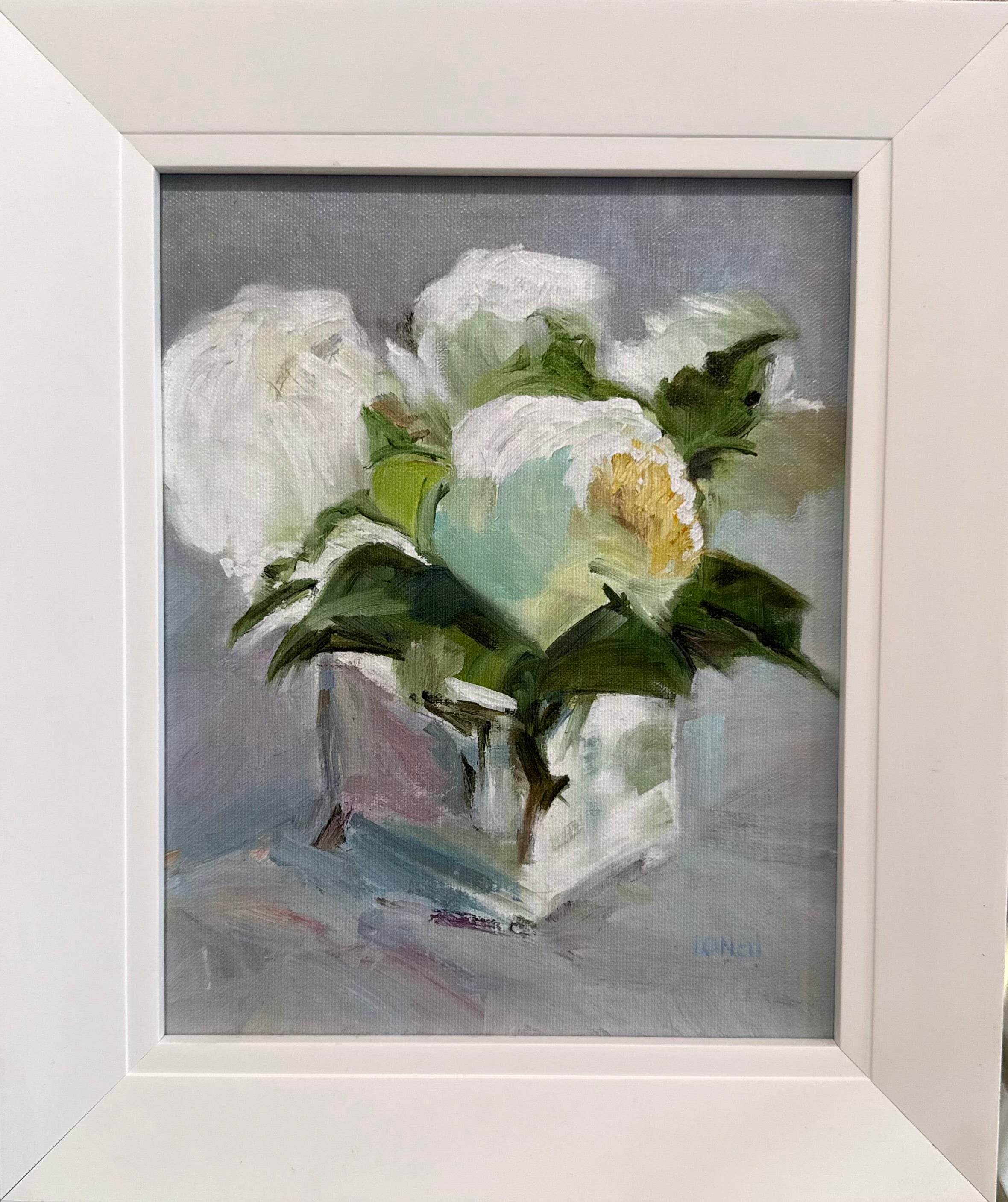 White Roses White Frame – The Spool House