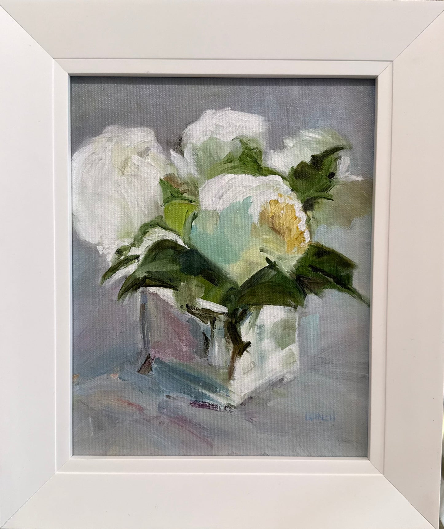 White Roses White Frame