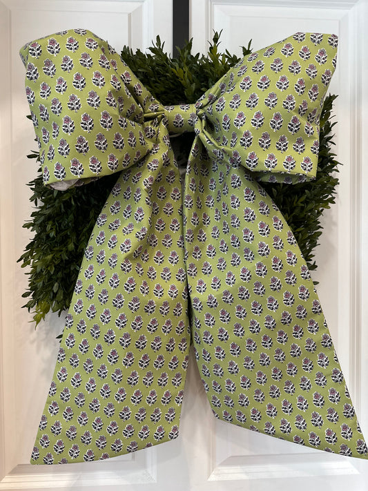 French Green Floral Grand Bow