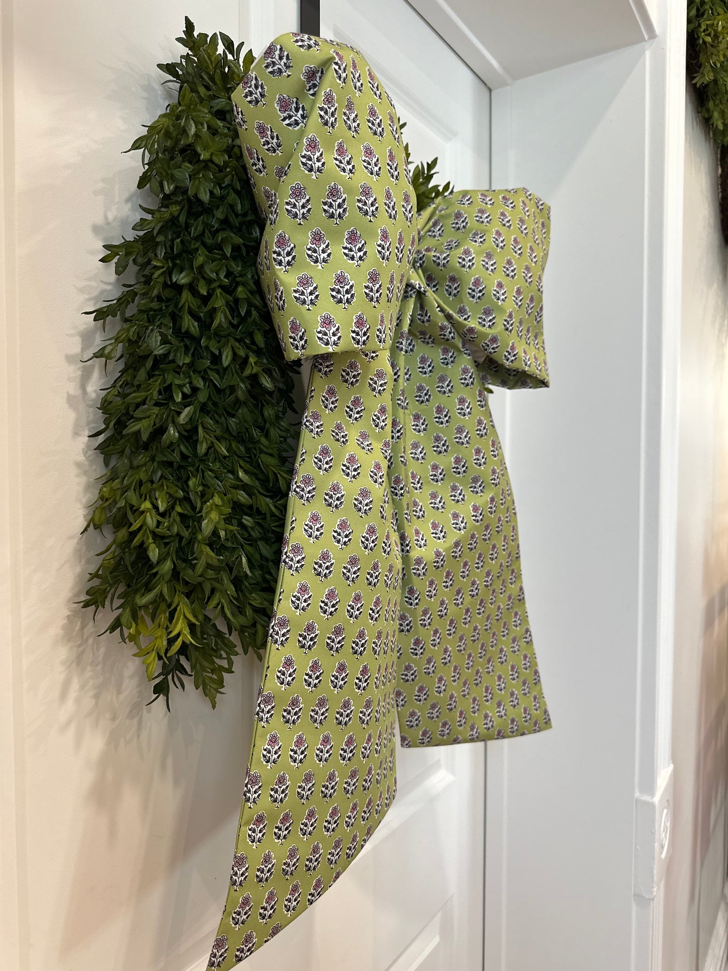 French Green Floral Grand Bow