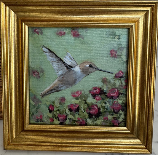 Hummingbird on Green
