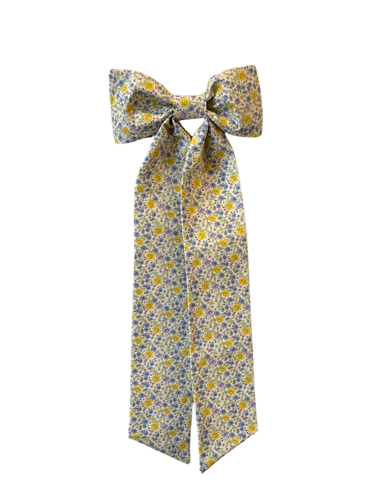 Yellow & Blue Floral Classic Bow