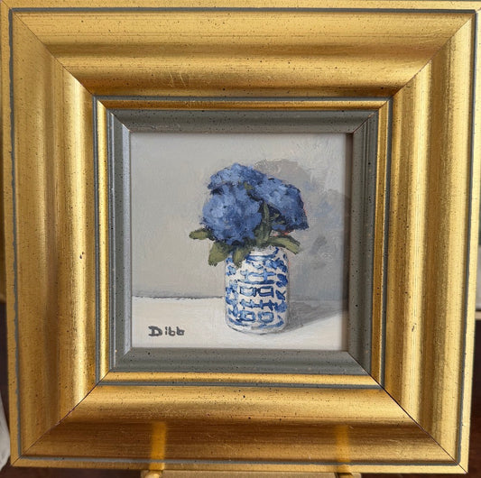 Blue Hydrangeas in Ginger Jar