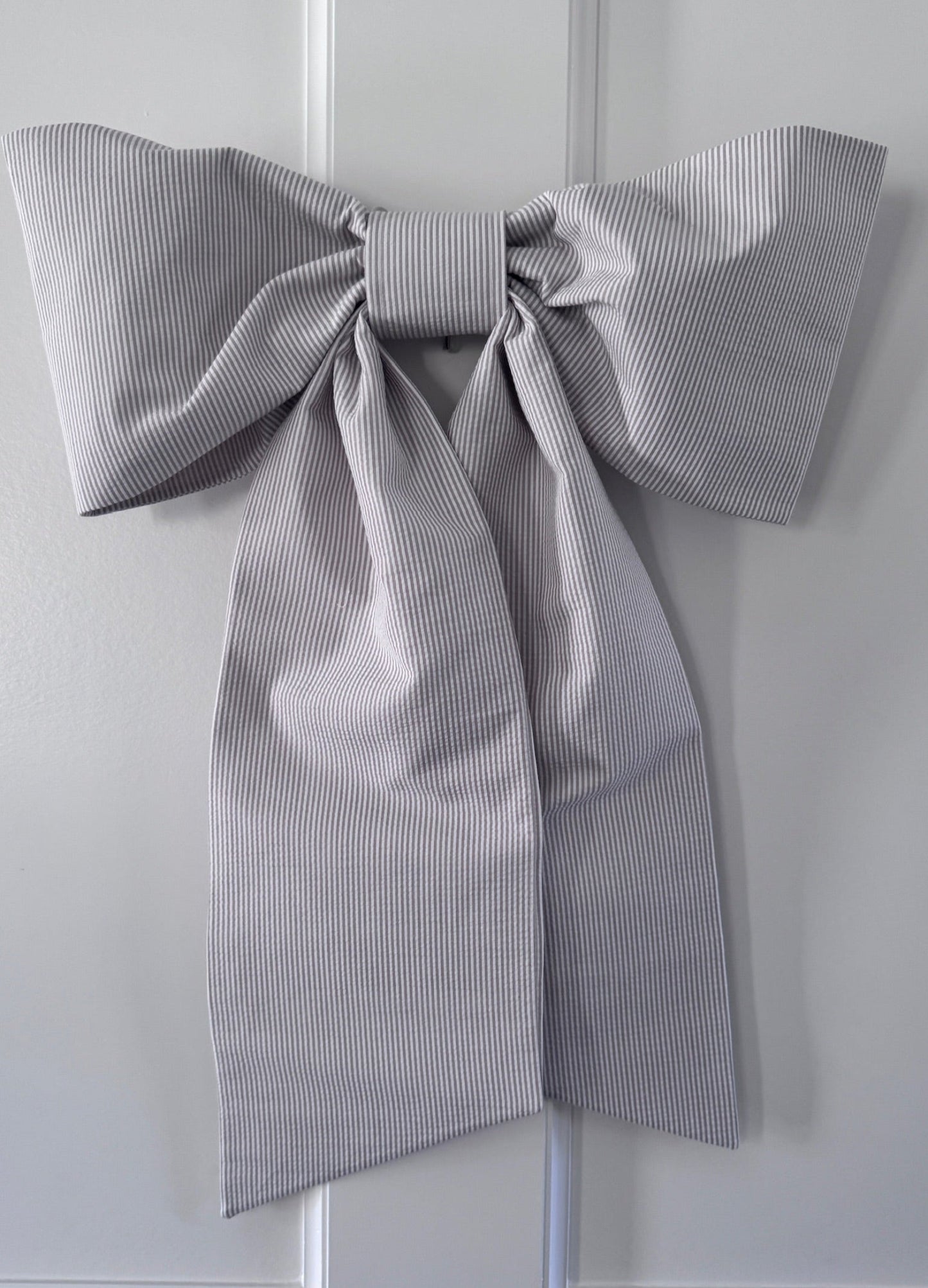 Lauren Oviatt Khaki Seersucker Grand Bow