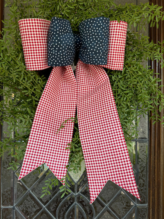 Gingham and Star Double Bow