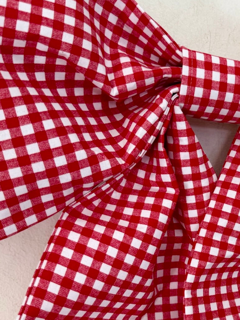 Red Gingham Check Grand Bow
