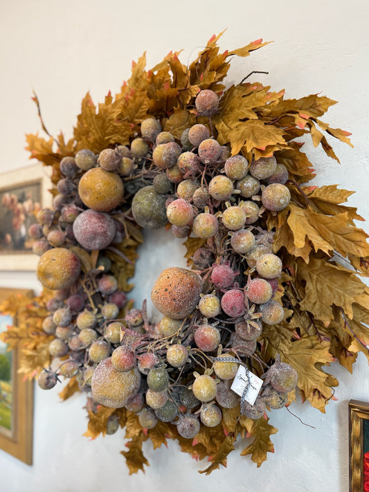34" Golden Leaves & Frosted Autumn  Fruit