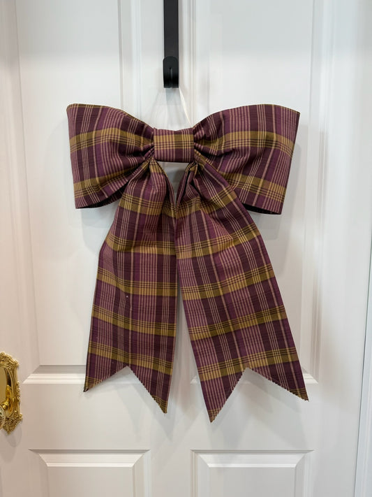 Plum & Golden Plaid Grand Bow