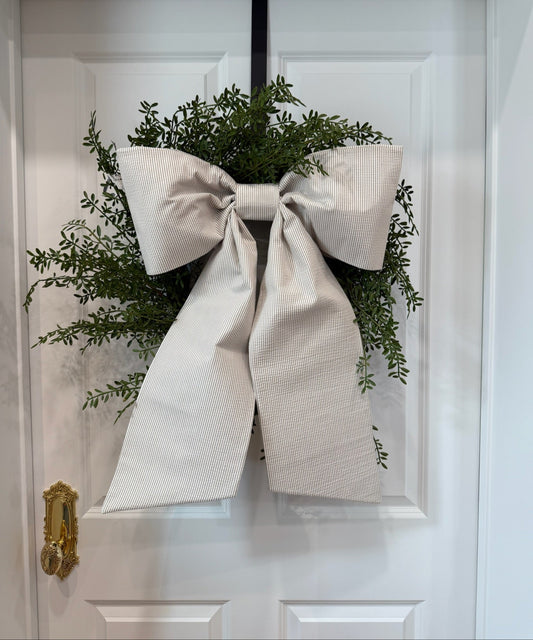 Lauren Oviatt Khaki Seersucker Grand Bow