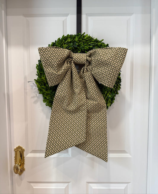 Lauren Oviatt Green Damask Grand Bow