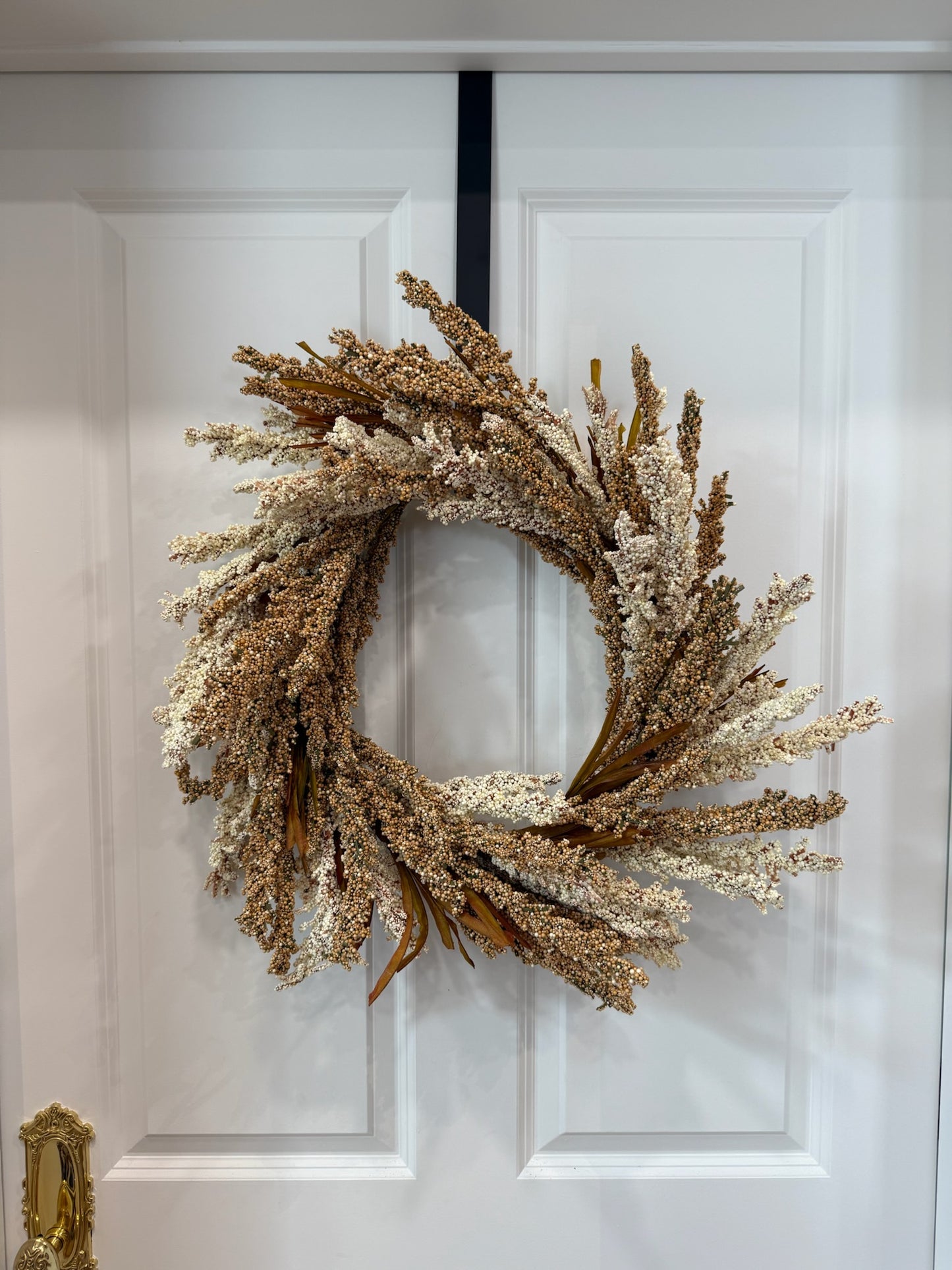 22" Cream & Brown Heather Wreath