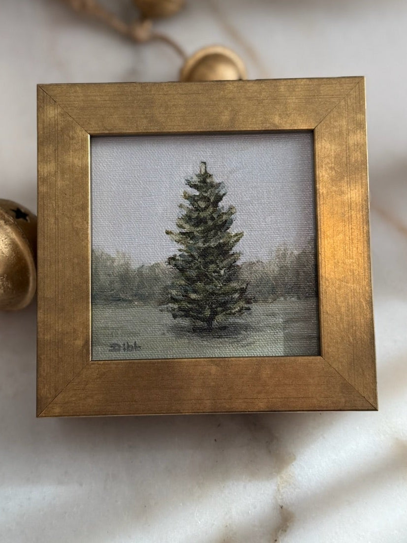 Libby Dibb for Spool House "Blue Spruce" 4x4 Framed Giclee