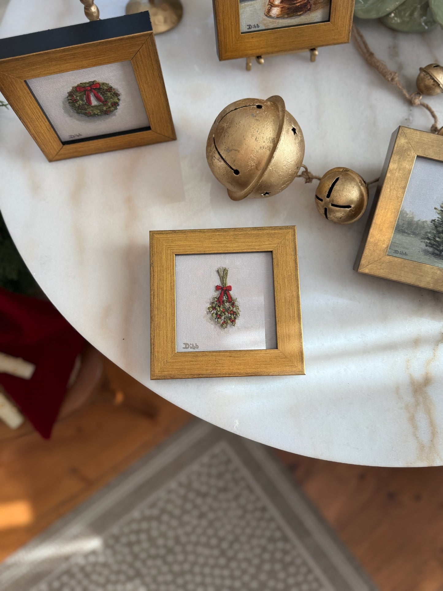 Libby Dibb for Spool House "Mistletoe" 4x4 Framed Giclee