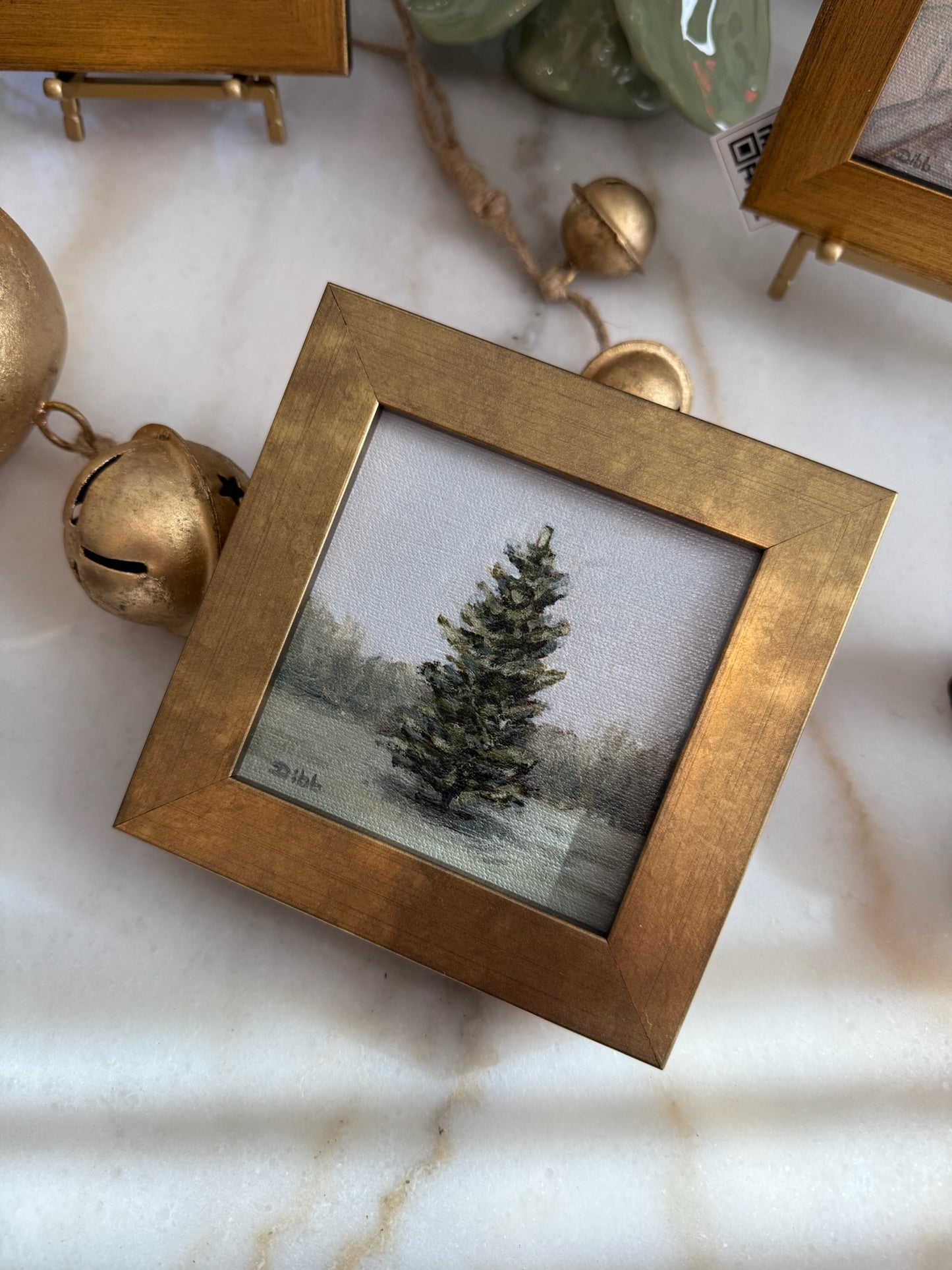 Libby Dibb for Spool House "Blue Spruce" 4x4 Framed Giclee