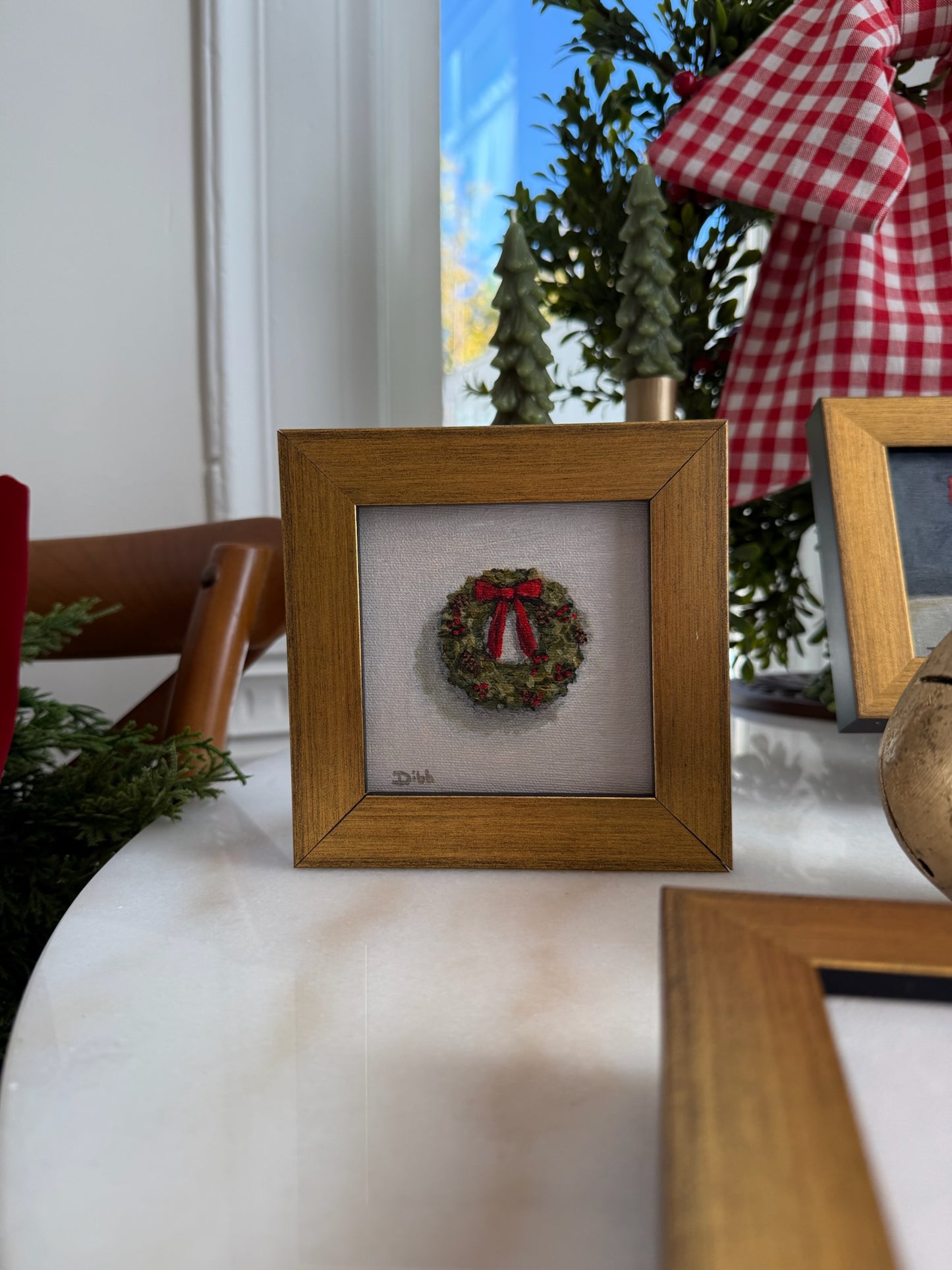 Libby Dibb for Spool House "Wreath" 4x4 Framed Giclee