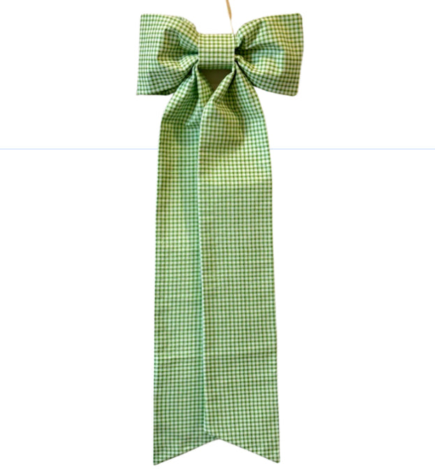 Green & White Mini Gingham Classic Bow