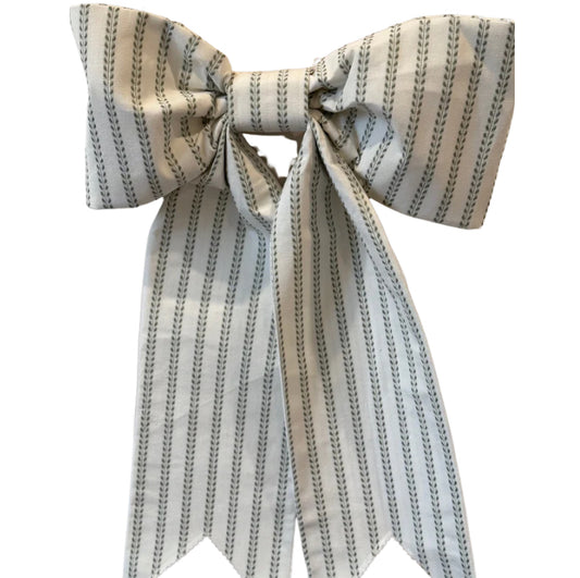 Ivory & Sage Dobby Stripe Grand Bow