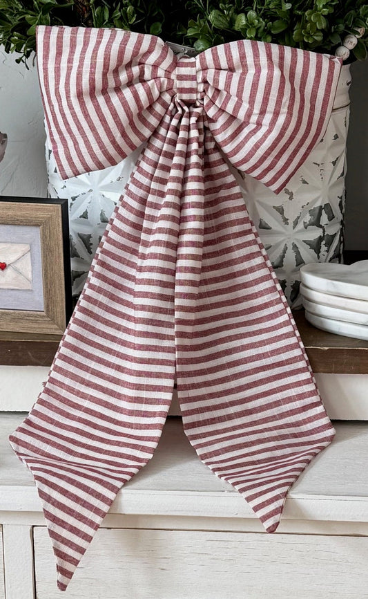 Red Stripe Puffed Bow