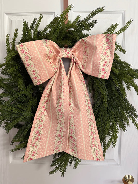 Pink Floral & Lace Grand Bow
