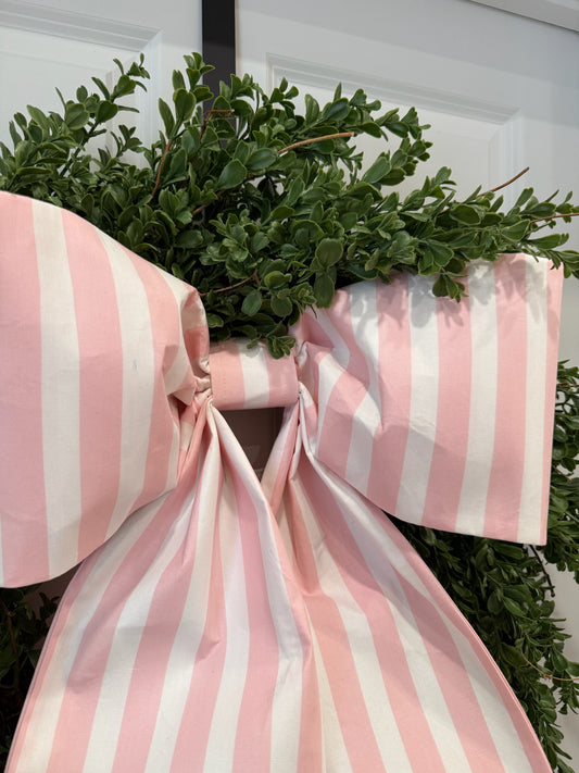 Soft Pink & White Stripe Grand Bow