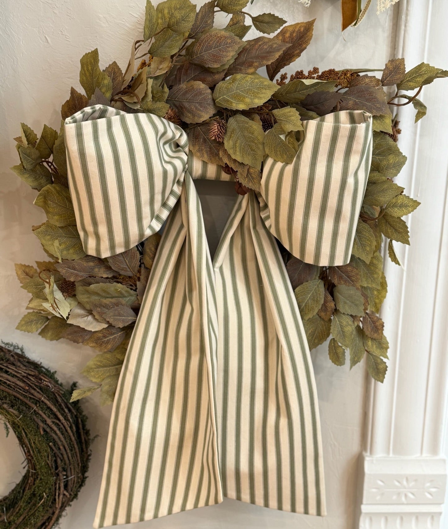 Lauren Oviatt Green Ticking Grand Bow