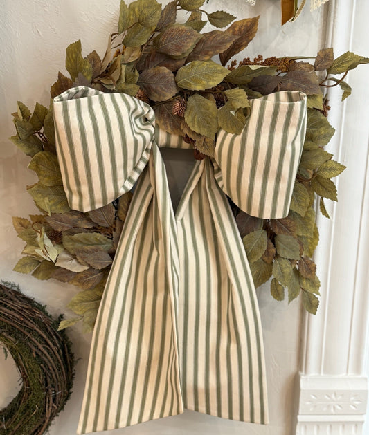 Lauren Oviatt Green Ticking Grand Bow