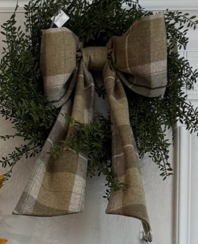 Lauren Oviatt Olive Wool Plaid Grand Bow