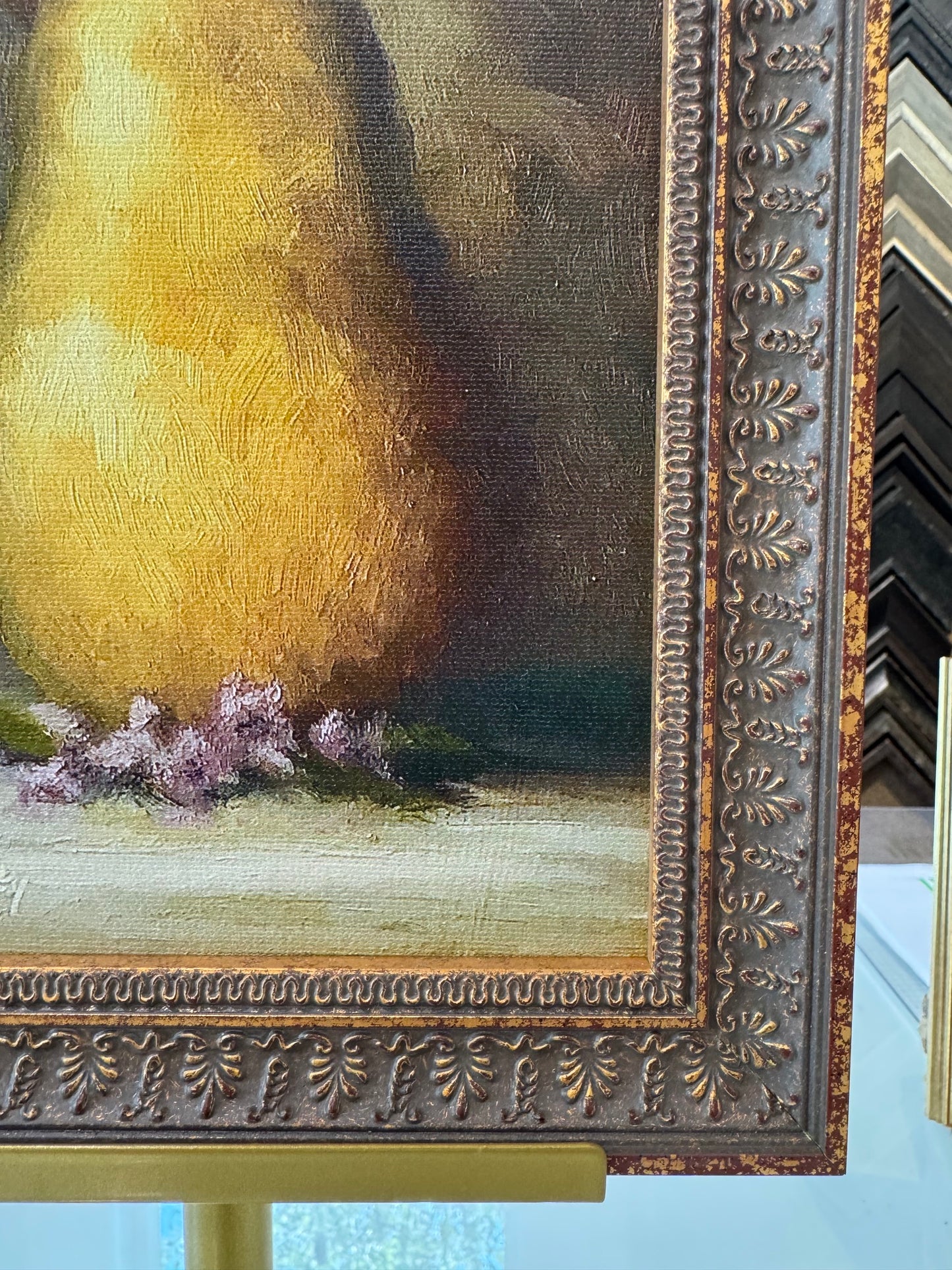 Pear and Purple Flowers