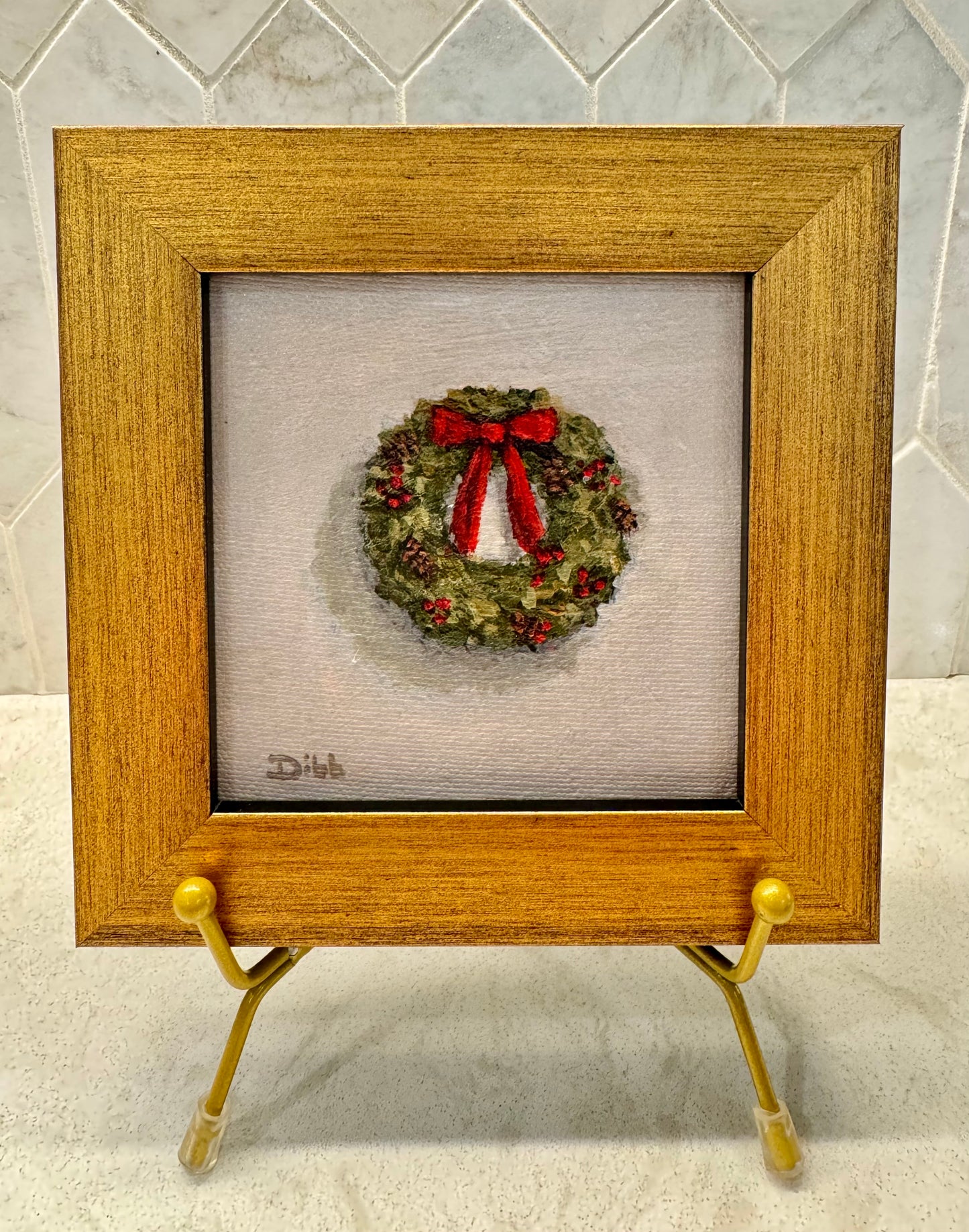 Libby Dibb for Spool House "Wreath" 4x4 Framed Giclee