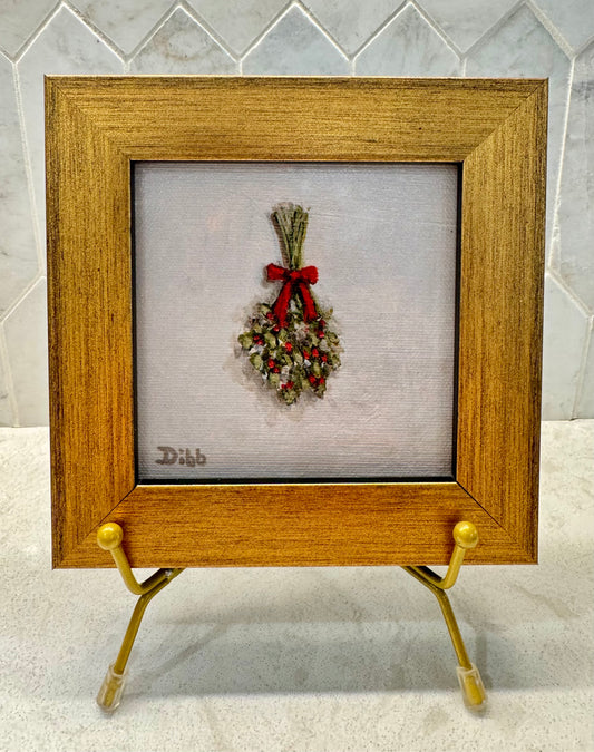 Libby Dibb for Spool House "Mistletoe" 4x4 Framed Giclee