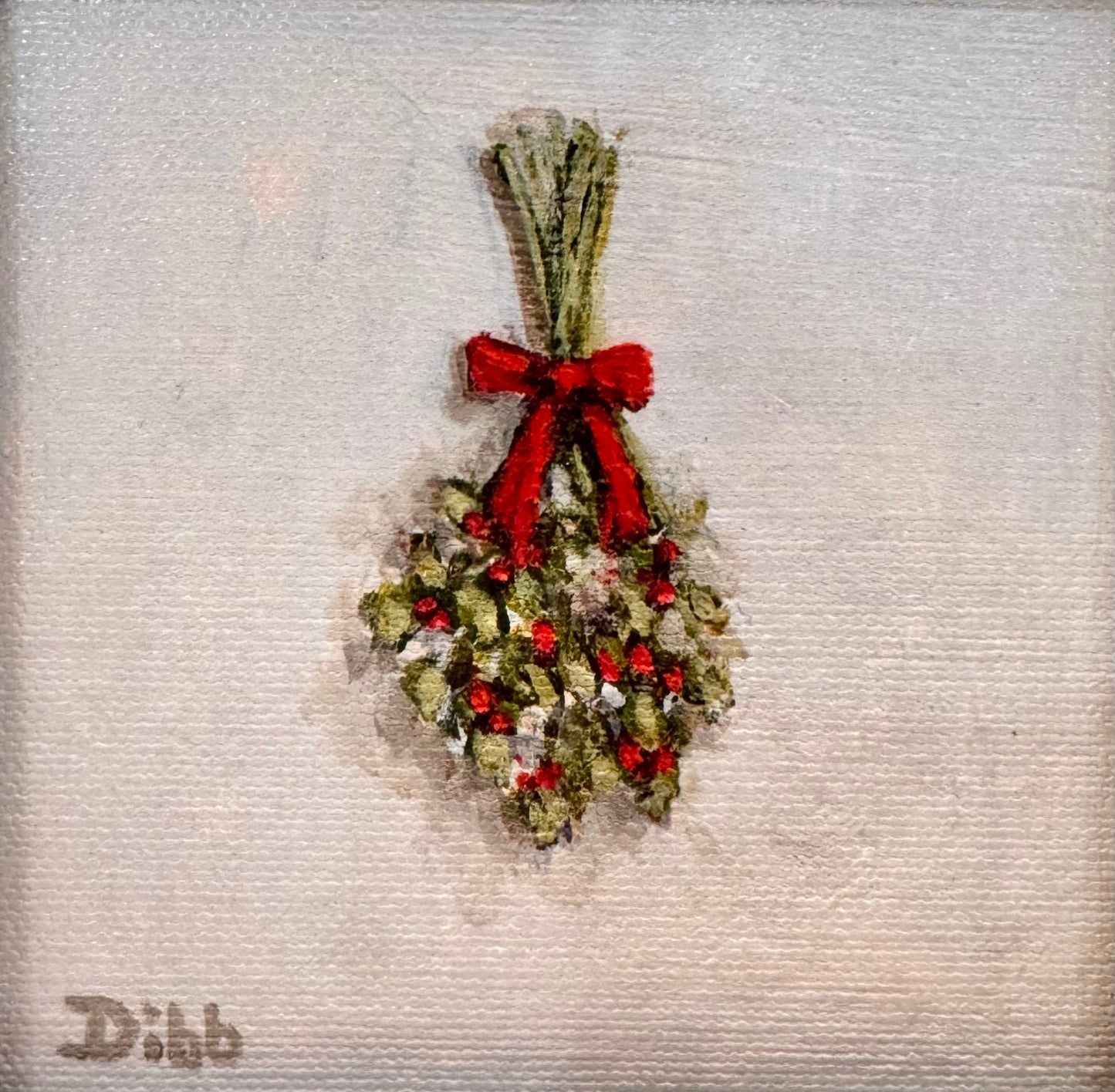 Libby Dibb for Spool House "Mistletoe" 4x4 Framed Giclee